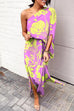 Heididress Casual One Shoulder Side Split Printed Dress