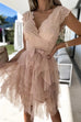 Heididress V Neck Sleeveless Lace Splice Solid Dress