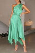 Heididress One Shoulder Sleeveless Waisted Swing Dress