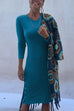 Heididress Crewneck Long Sleeve Buttons T-shirt Dress