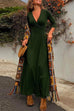 Heididress Wrap V Neck Long Sleeve Waisted Swing Dress