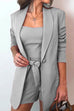 Heididress Square Collar Top and One Button Cardigans Tie Waist Shorts Three Pieces