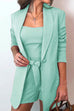 Heididress Square Collar Top and One Button Cardigans Tie Waist Shorts Three Pieces