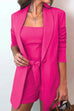 Heididress Square Collar Top and One Button Cardigans Tie Waist Shorts Three Pieces