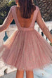 Heididress Stylish Crewneck Long Sleeve Mesh Splice Swing Dress