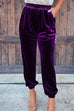 Heididress Elastic Waist Velvet Joggers Pants with Pockets