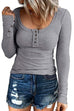 Heididress Crewneck Buttons Long Sleeve Bottoming Top