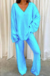 Heididress V Neck Batwing Sleeve Top and Straight Leg Pants Loungewear Set