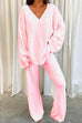 Heididress V Neck Batwing Sleeve Top and Straight Leg Pants Loungewear Set