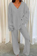 Heididress V Neck Batwing Sleeve Top and Straight Leg Pants Loungewear Set