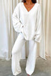 Heididress V Neck Batwing Sleeve Top and Straight Leg Pants Loungewear Set