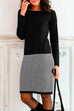 Heididress Crewneck Long Sleeve Houndstooth Splice Dress