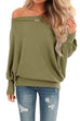 Heididress Solid Batwing Long Sleeves Waffle Top