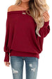 Heididress Solid Batwing Long Sleeves Waffle Top
