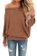 Heididress Solid Batwing Long Sleeves Waffle Top