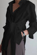 Heididress Lapel Long Sleeve Button Down Knot Front Shirt