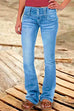 Heididress Button Down Bell Bottom Jeans with Pockets
