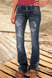 Heididress Button Down Distressed Ripped Jeans with Pockets