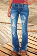 Heididress Button Down Distressed Ripped Jeans with Pockets