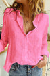 Heididress Solid Button Down Cotton Linen Blouse Shirt
