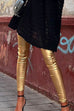 Heididress Solid Slim Fit Faux Leather Leggings Pants