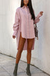 Heididress Lapel High Low Hem Button Down Shirt