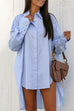 Heididress Lapel High Low Hem Button Down Shirt