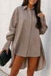 Heididress Lapel High Low Hem Button Down Shirt