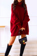 Heididress Solid Turtleneck Long Sleeve Sweater Dress