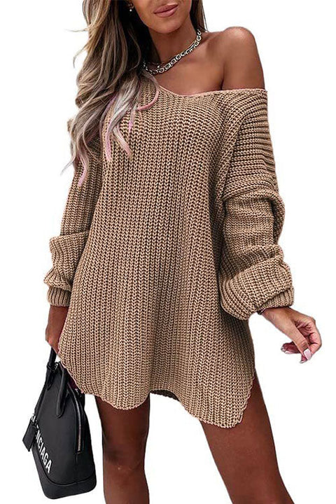 Heididress V Neck Lantern Sleeve Swing Sweaters
