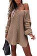 Heididress V Neck Lantern Sleeve Swing Sweaters