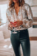 Heididress Stylish V Neck Long Sleeve Sequin Splice Top