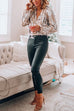 Heididress Stylish V Neck Long Sleeve Sequin Splice Top