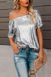 Heididress Off Shoulder Short Sleeve Sequin T-shirt