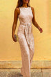 Heididress Crewneck Sleeveless Tie Waist Sequin Jumpsuit