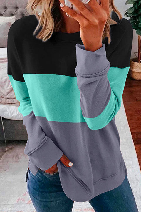 Heididress Crewneck Long Sleeve Color Block Sweatshirt