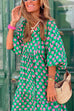 Heididress Puff Sleeve Geometry Printed Swing Dress