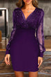 Heididress V Neck Mesh Splice Slim Fit Bodycon Dress