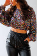 Heididress Crewneck Flare Long Sleeve Sequin Crop Top