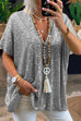 Heididress Stylish V Neck Short Sleeve Sequin T Shirt