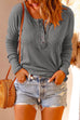 Heididress Solid Buttons Long Sleeve Waffle T-shirt