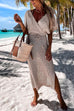 Heididress Wrap V Neck Tie Waist Side Split Cover Up Dress