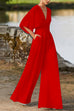 Heididress Deep V Neck High Waist Wide Leg Jumpsuit