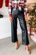 Heididress One Button Straight Leg Faux Leather Pants