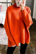 Heididress Solid Turtleneck Ribbed Knit Tunic Sweater