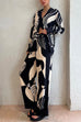 Heididress Graphic Printed Long Sleeve Blouse Shirt Wide Leg Pants 2 Pieces Set