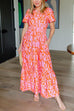 Heididress V Neck Smocked Waist Abstract Print Maxi Swing Dress