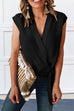 Heididress V Neck Knot Front Wrapped Top