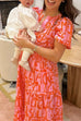 Heididress V Neck Smocked Waist Abstract Print Maxi Swing Dress