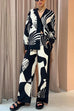 Heididress Graphic Printed Long Sleeve Blouse Shirt Wide Leg Pants 2 Pieces Set